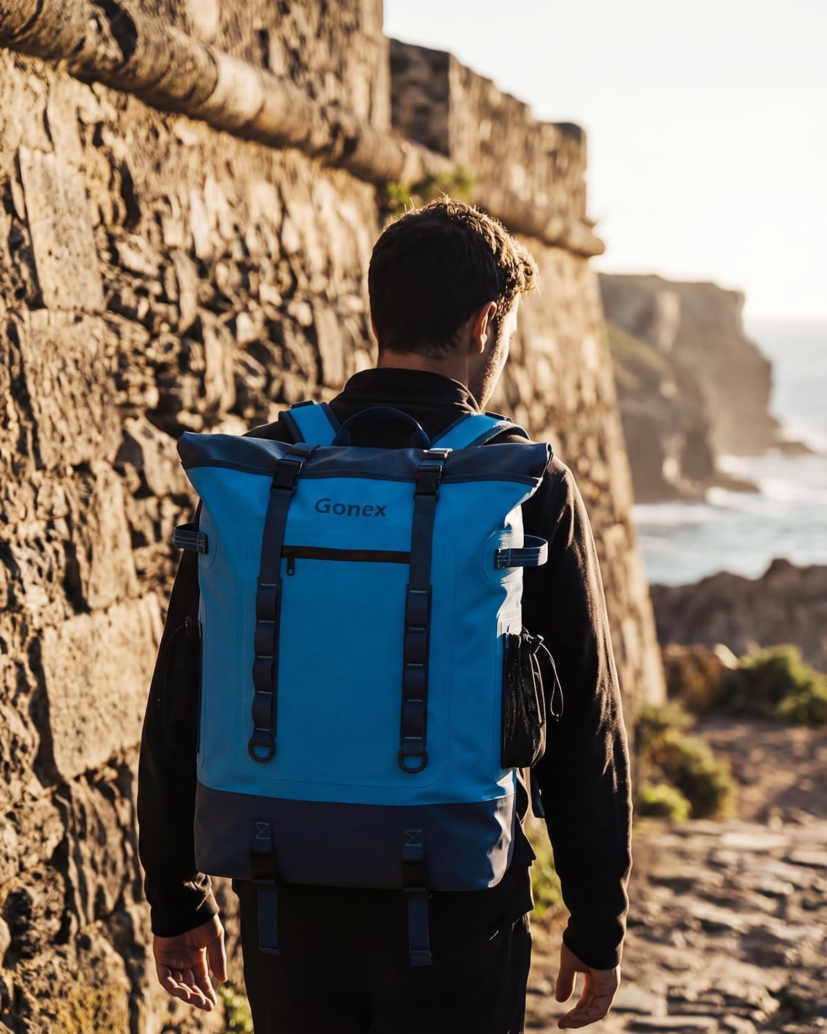 image:imageGonex Cooler Backpack 40 Can Insulated Soft Backpack Cooler Bag for Men Women Waterproof Nylon TPU Cooler Backpack for Beach Picnic Lunch and CampingBlue