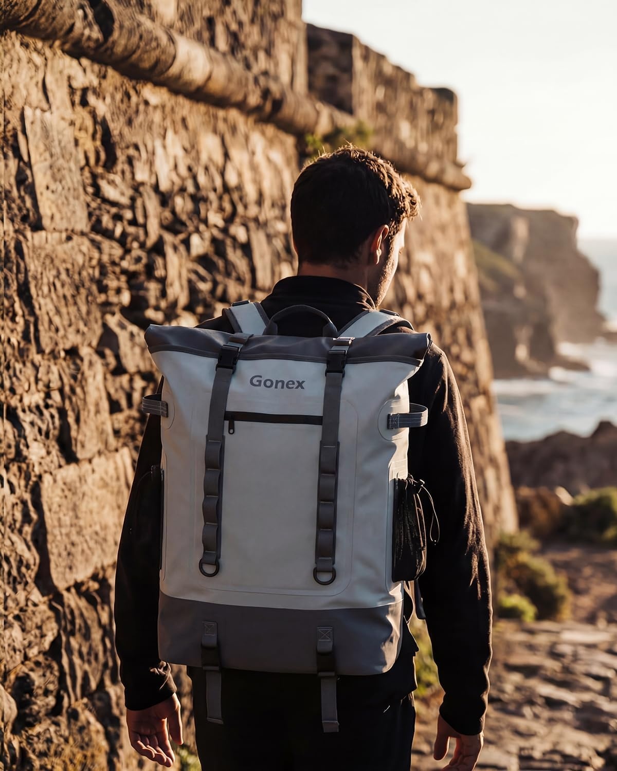 image:imageGonex Cooler Backpack 40 Can Insulated Soft Backpack Cooler Bag for Men Women Waterproof Nylon TPU Cooler Backpack for Beach Picnic Lunch and CampingLight Gray