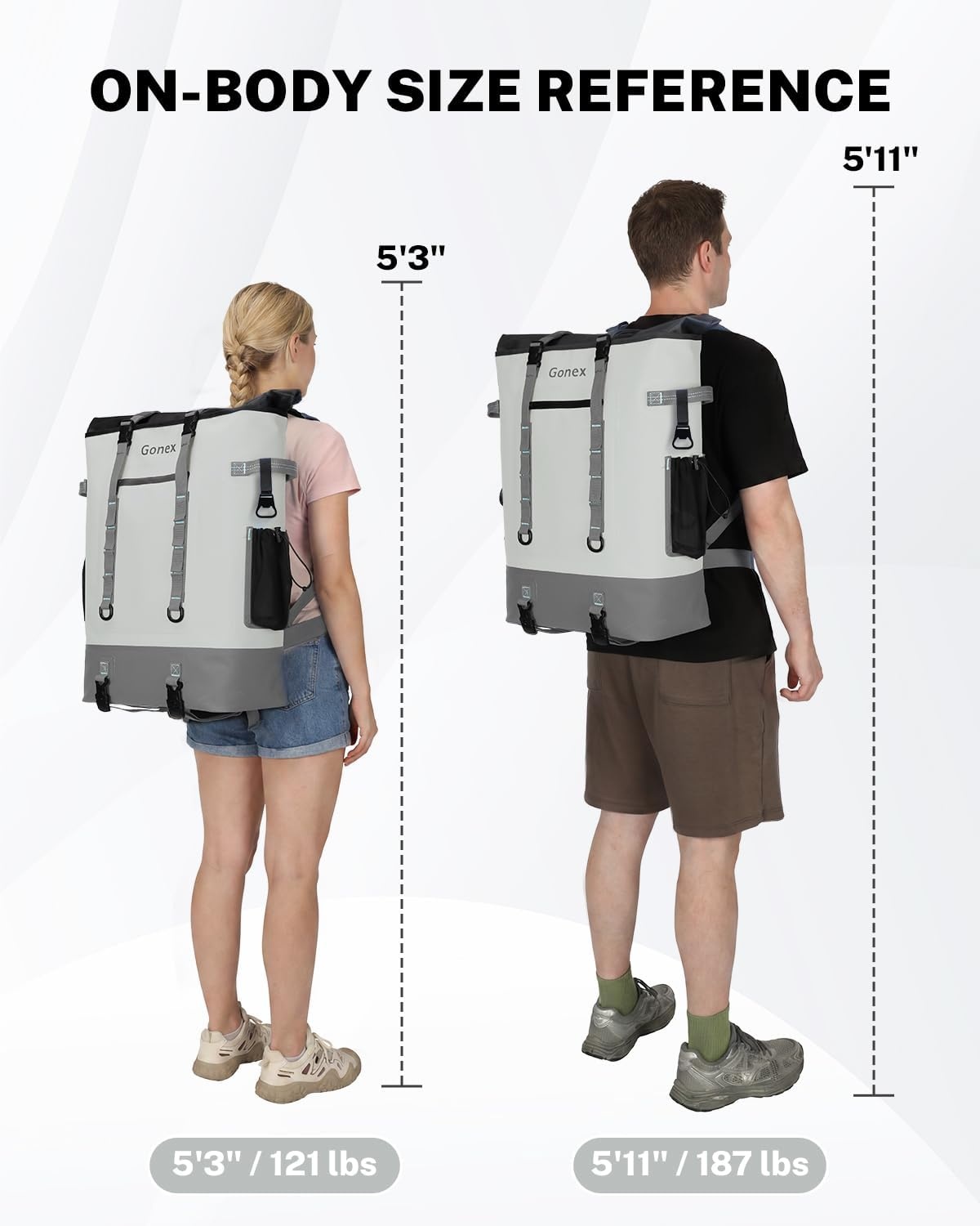 image:imageGonex Cooler Backpack 40 Can Insulated Soft Backpack Cooler Bag for Men Women Waterproof Nylon TPU Cooler Backpack for Beach Picnic Lunch and CampingLight Gray