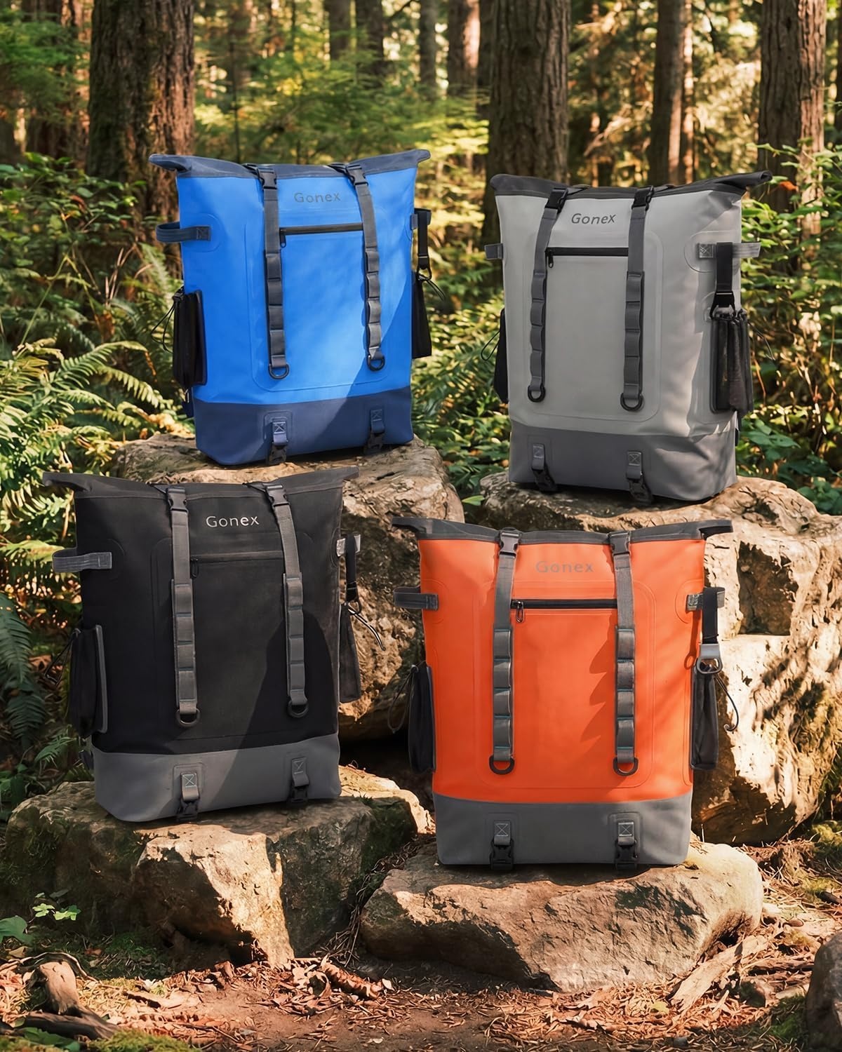 image:imageGonex Cooler Backpack 40 Can Insulated Soft Backpack Cooler Bag for Men Women Waterproof Nylon TPU Cooler Backpack for Beach Picnic Lunch and CampingLight Gray