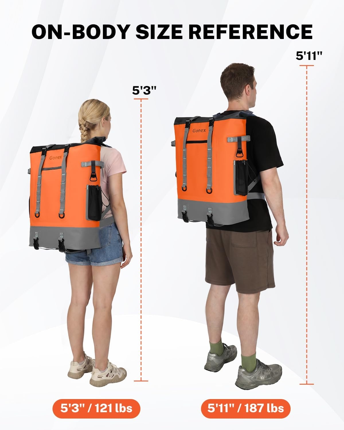 image:imageGonex Cooler Backpack 40 Can Insulated Soft Backpack Cooler Bag for Men Women Waterproof Nylon TPU Cooler Backpack for Beach Picnic Lunch and CampingOrange