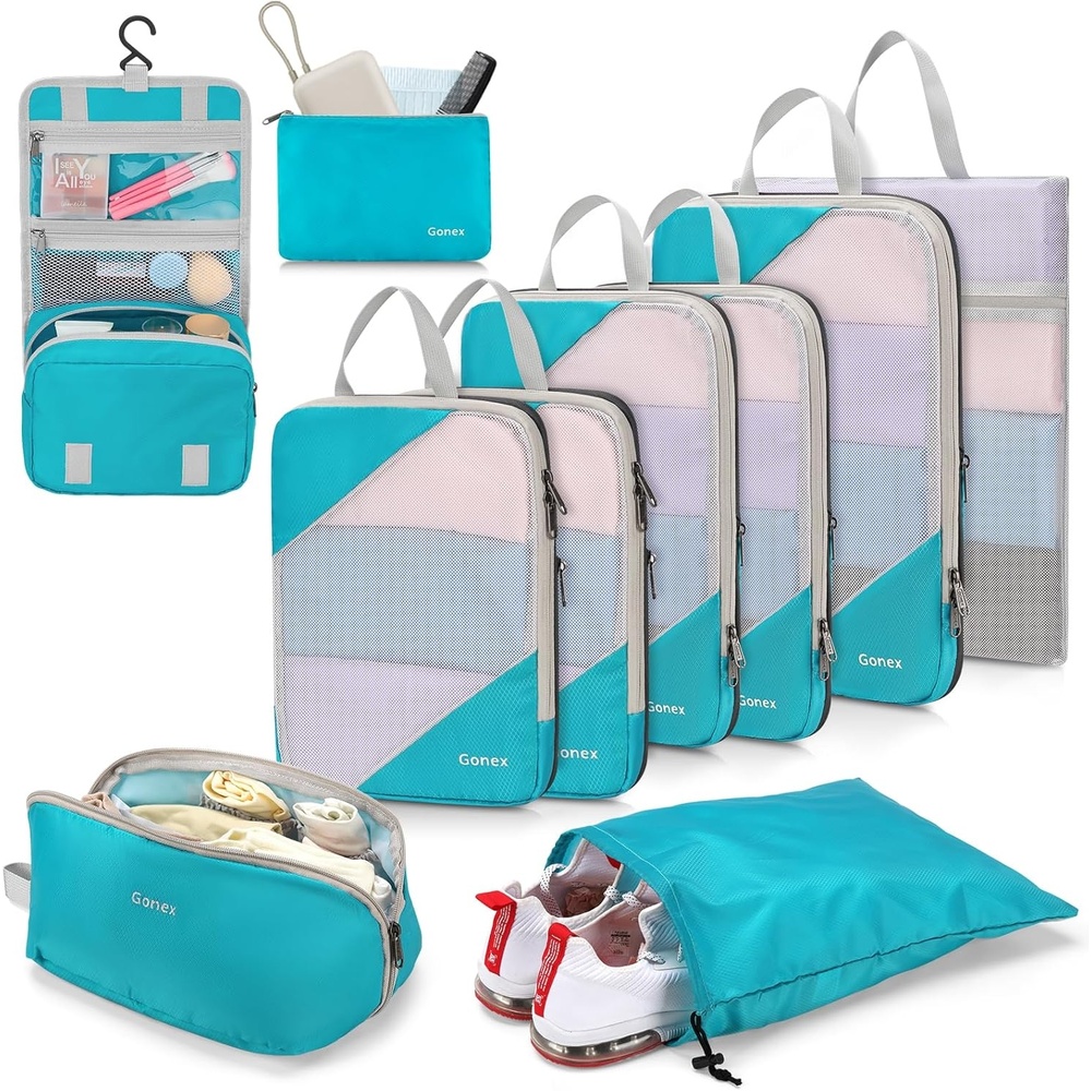 image:imageCompression Packing Cubes Gonex Extensible Storage Mesh Bags Organizers10Blue