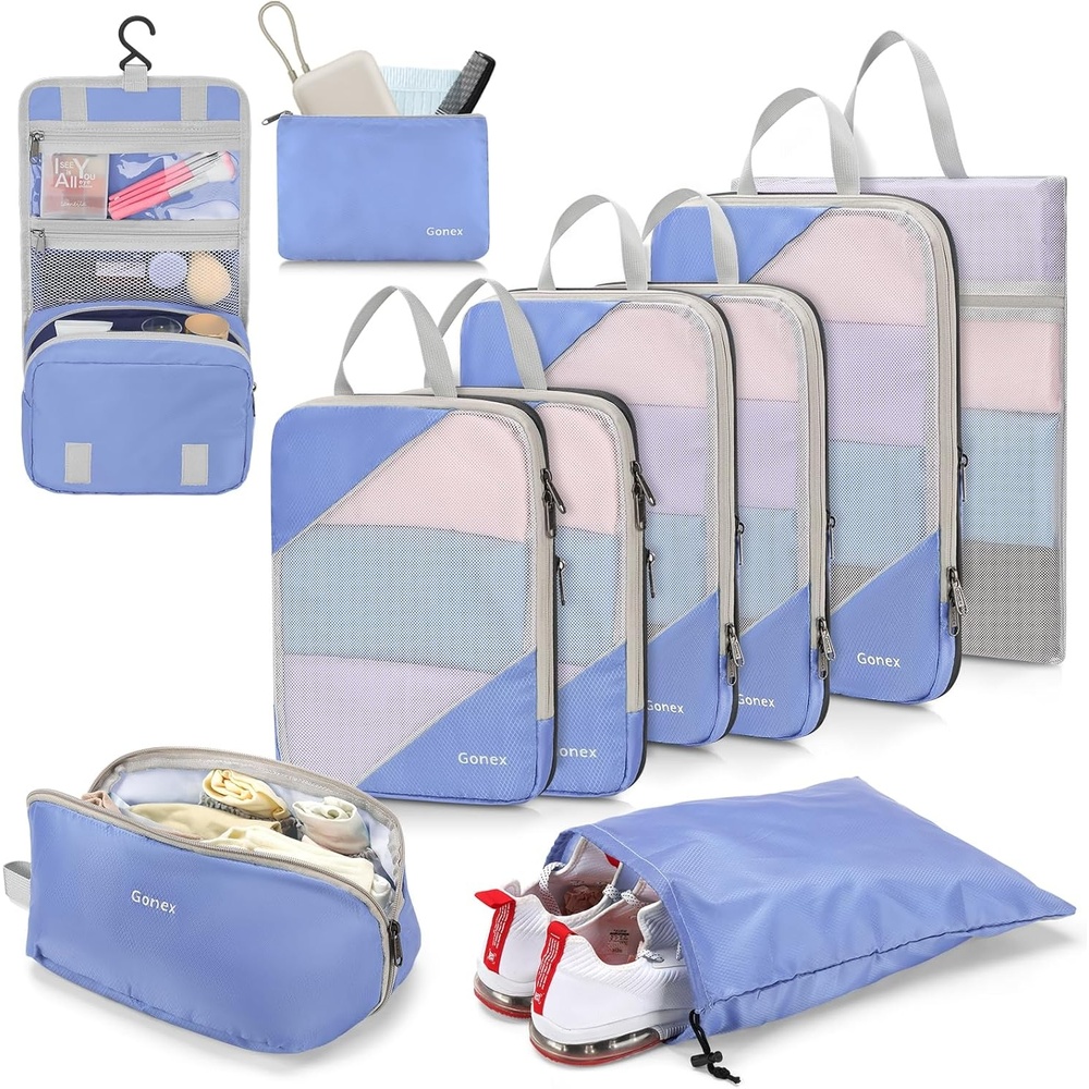image:imageCompression Packing Cubes Gonex Extensible Storage Mesh Bags OrganizersLight Purple