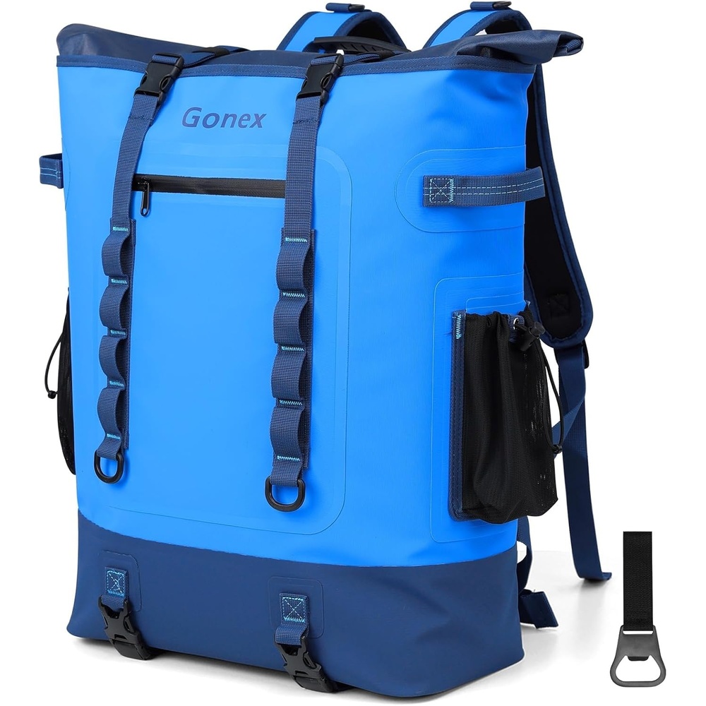 image:imageGonex Cooler Backpack 40 Can Insulated Soft Backpack Cooler Bag for Men Women Waterproof Nylon TPU Cooler Backpack for Beach Picnic Lunch and CampingBlue