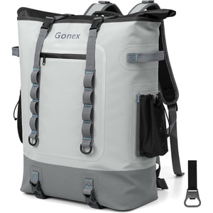 Gonex Cooler Backpack, 40 Can Insulated Soft Backpack Cooler Bag for Men Women, Waterproof Nylon TPU Cooler Backpack for Beach, Picnic, Lunch and Camping(Light Gray)