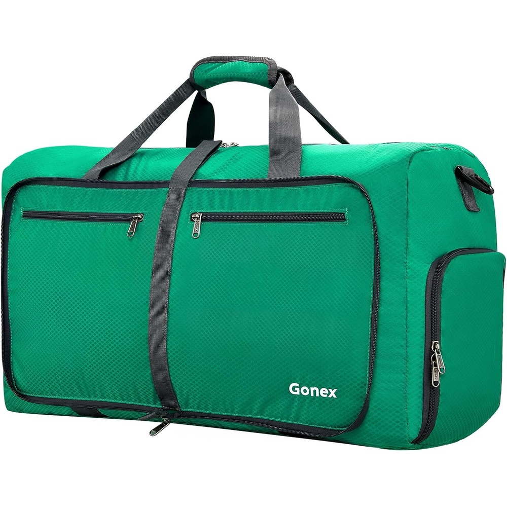 image:imageGonex Large Foldable Travel Duffle Bag with Shoes Compartment Packable Lightweight Water Repellent Duffel Bag for Camping Gym Weekender BagMint Green