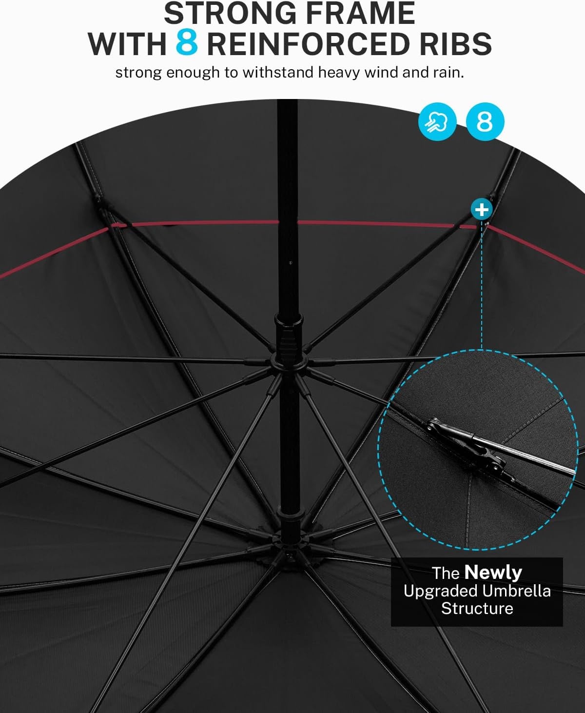 image:imageGonex 5462687280 Inch Extra Large Golf Umbrella Automatic Open Travel Rain Umbrella with Windproof Water Resistant Double Canopy Oversize Vented Umbrellas for 23 Men and UV Protection Multiple ColorsWine Black UV Coating