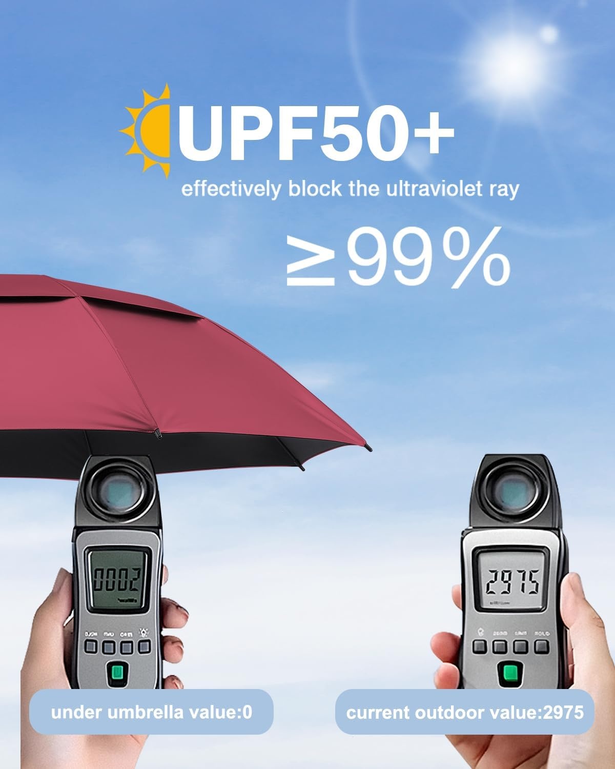 image:imageGonex 5462687280 Inch Extra Large Golf Umbrella Automatic Open Travel Rain Umbrella with Windproof Water Resistant Double Canopy Oversize Vented Umbrellas for 23 Men and UV Protection Multiple ColorsWine Black UV Coating