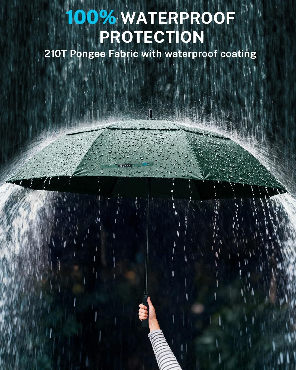 image:imageGonex Windproof Doubleribs Golf Umbrella 6872 inch Auto Open Strong 2x8 Ribs Extra Large Double Vented Canopy Waterproof Rain Umbrella with Comfortable Handle Oversized Sun Umbrella for 24 MenWomen and UV ProtectionDark Green
