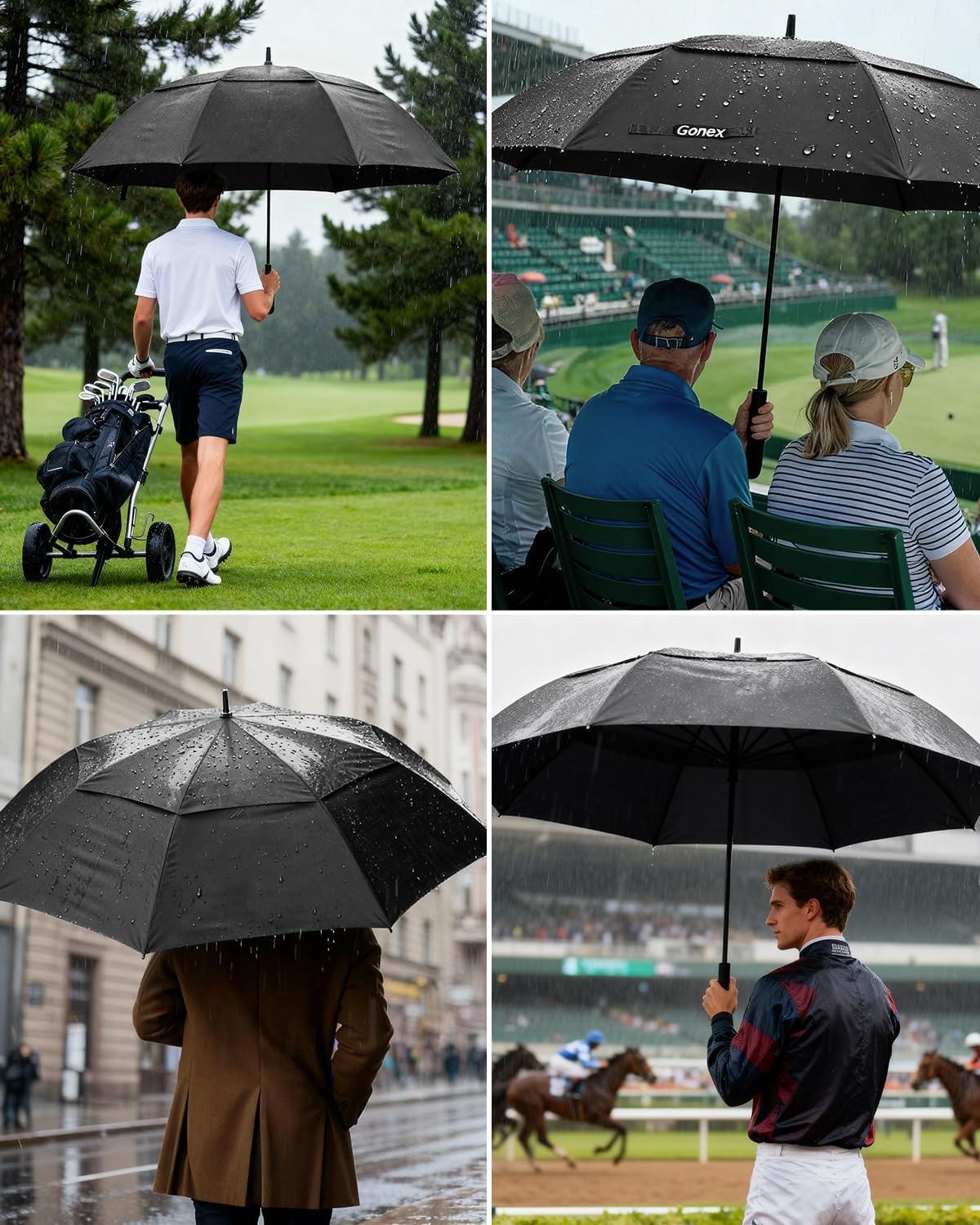 image:imageGonex Windproof Doubleribs Golf Umbrella 6872 inch Auto Open Strong 2x8 Ribs Extra Large Double Vented Canopy Waterproof Rain Umbrella with Comfortable Handle Oversized Sun Umbrella for 24 MenWomen and UV ProtectionBlack
