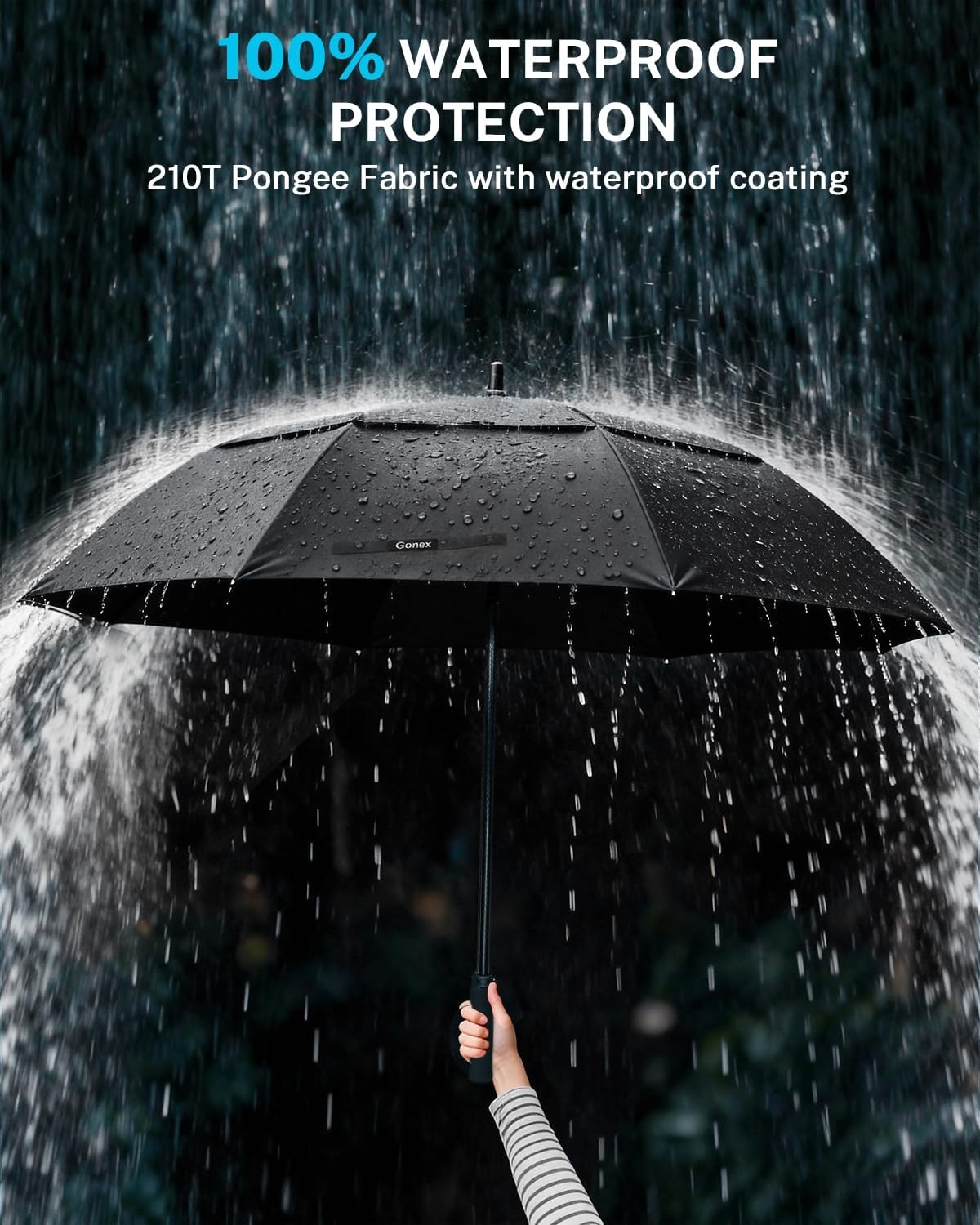 image:imageGonex Windproof Doubleribs Golf Umbrella 6872 inch Auto Open Strong 2x8 Ribs Extra Large Double Vented Canopy Waterproof Rain Umbrella with Comfortable Handle Oversized Sun Umbrella for 24 MenWomen and UV ProtectionBlack