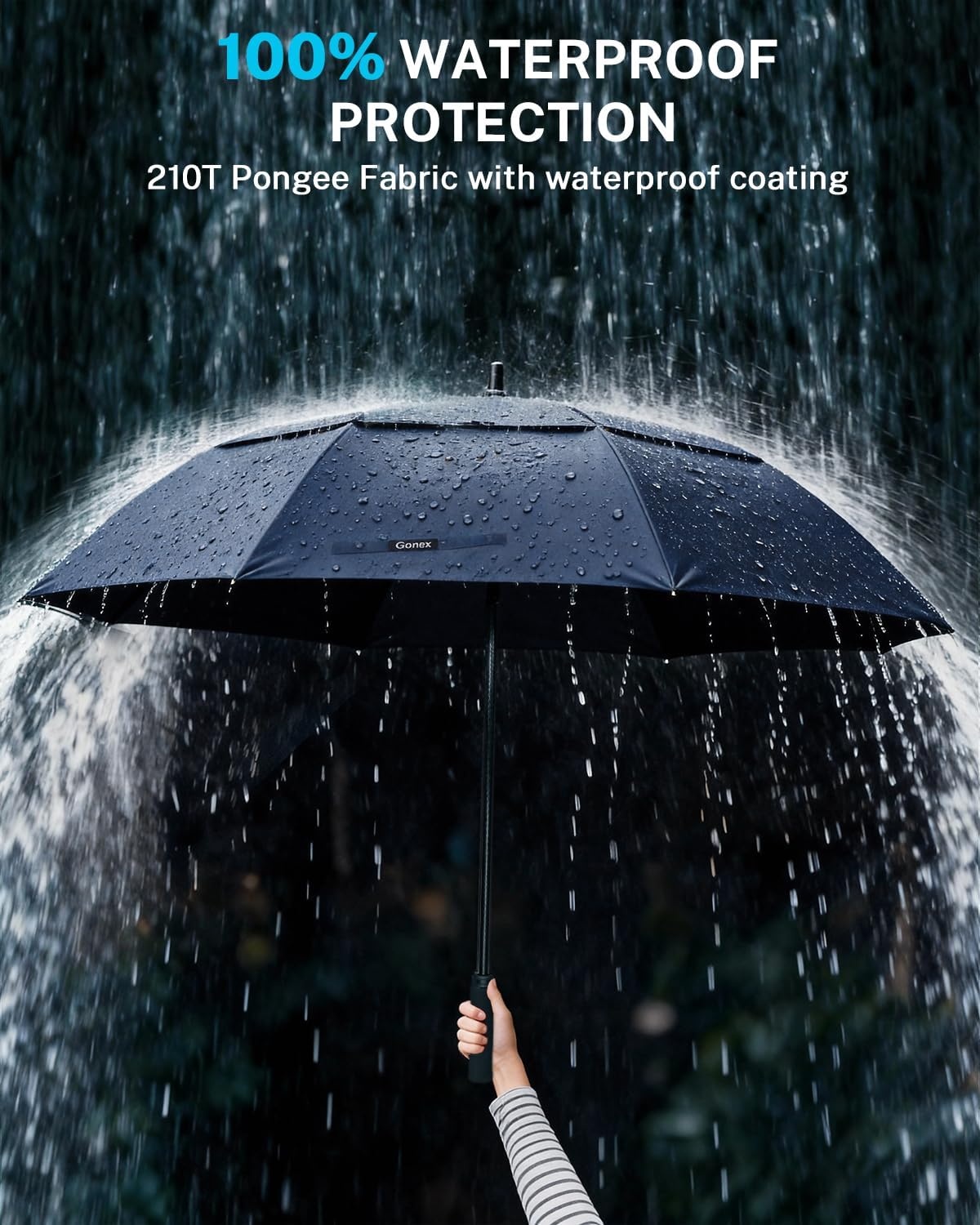 image:imageGonex Windproof Doubleribs Golf Umbrella 6872 inch Auto Open Strong 2x8 Ribs Extra Large Double Vented Canopy Waterproof Rain Umbrella with Comfortable Handle Oversized Sun Umbrella for 24 MenWomen and UV ProtectionNavy Blue