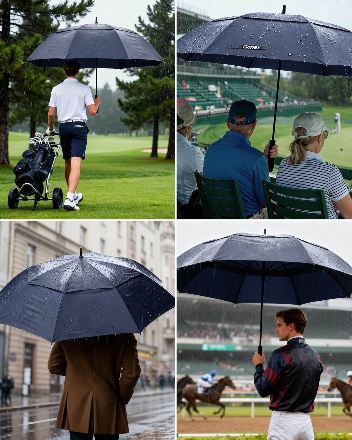 image:imageGonex Windproof Doubleribs Golf Umbrella 6872 inch Auto Open Strong 2x8 Ribs Extra Large Double Vented Canopy Waterproof Rain Umbrella with Comfortable Handle Oversized Sun Umbrella for 24 MenWomen and UV ProtectionNavy Blue