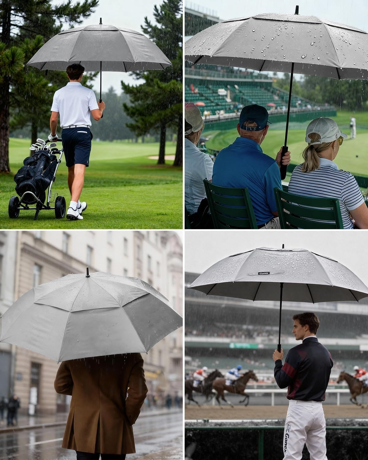image:imageGonex Windproof Doubleribs Golf Umbrella 6872 inch Auto Open Strong 2x8 Ribs Extra Large Double Vented Canopy Waterproof Rain Umbrella with Comfortable Handle Oversized Sun Umbrella for 24 MenWomen and UV ProtectionGrey