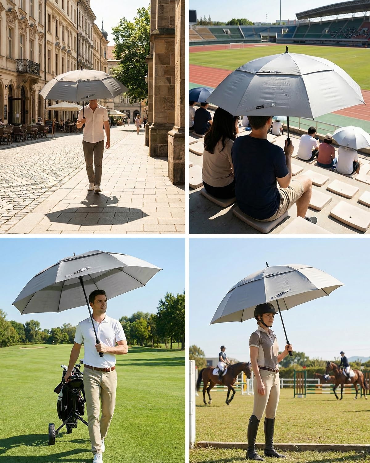 image:imageGonex Windproof Doubleribs Golf Umbrella 6872 inch Auto Open Strong 2x8 Ribs Extra Large Double Vented Canopy Waterproof Rain Umbrella with Comfortable Handle Oversized Sun Umbrella for 24 MenWomen and UV ProtectionGrey