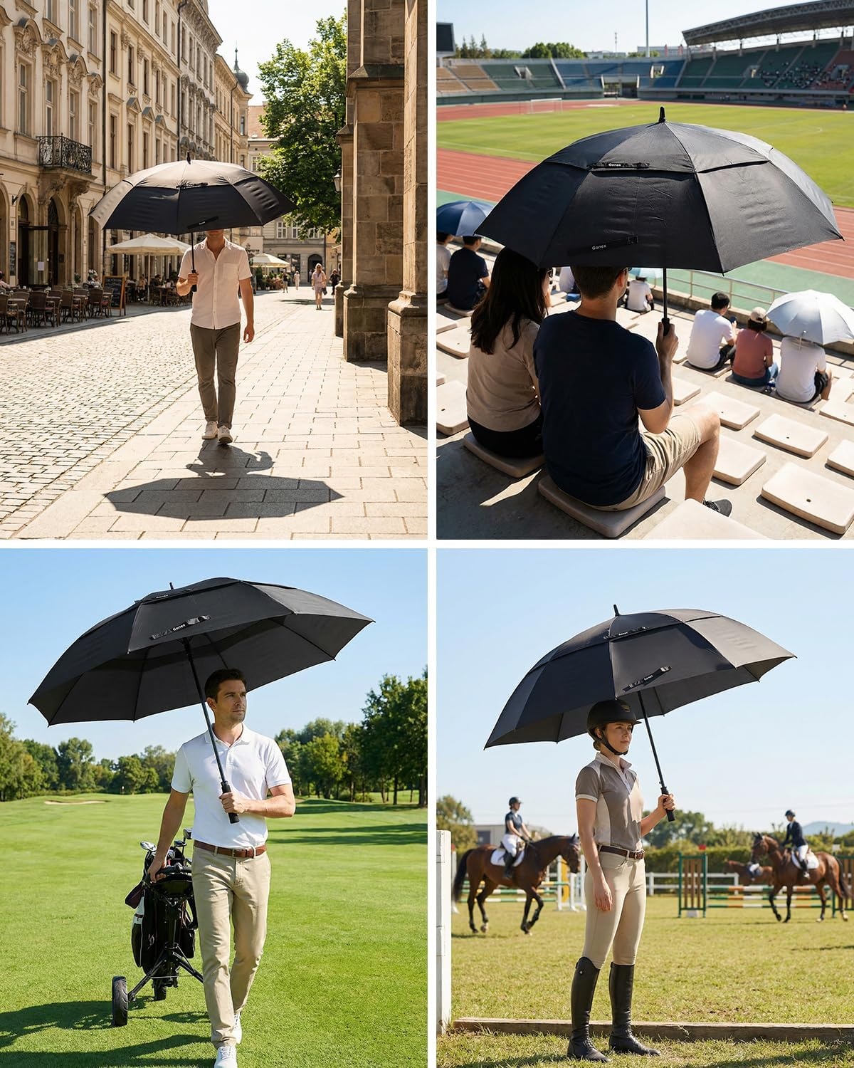image:imageGonex Windproof Doubleribs Golf Umbrella 6872 inch Auto Open Strong 2x8 Ribs Extra Large Double Vented Canopy Waterproof Rain Umbrella with Comfortable Handle Oversized Sun Umbrella for 24 MenWomen and UV ProtectionBlack