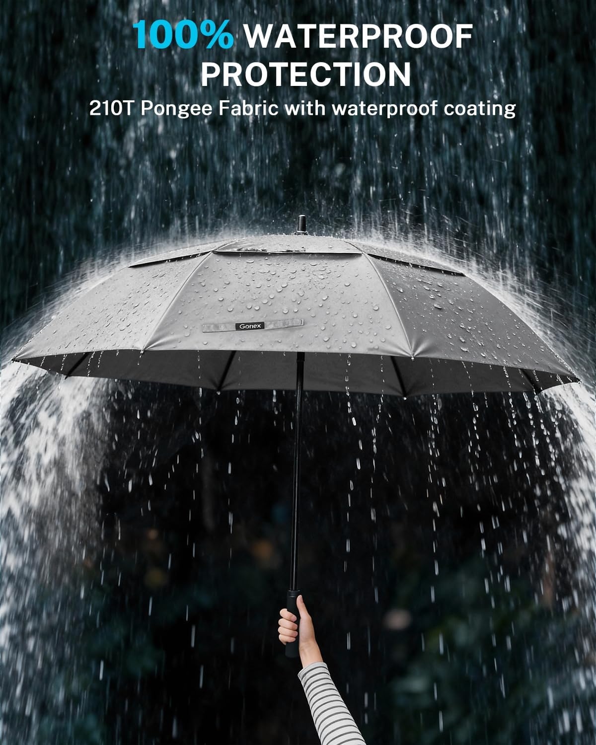 image:imageGonex Windproof Doubleribs Golf Umbrella 6872 inch Auto Open Strong 2x8 Ribs Extra Large Double Vented Canopy Waterproof Rain Umbrella with Comfortable Handle Oversized Sun Umbrella for 24 MenWomen and UV ProtectionGrey