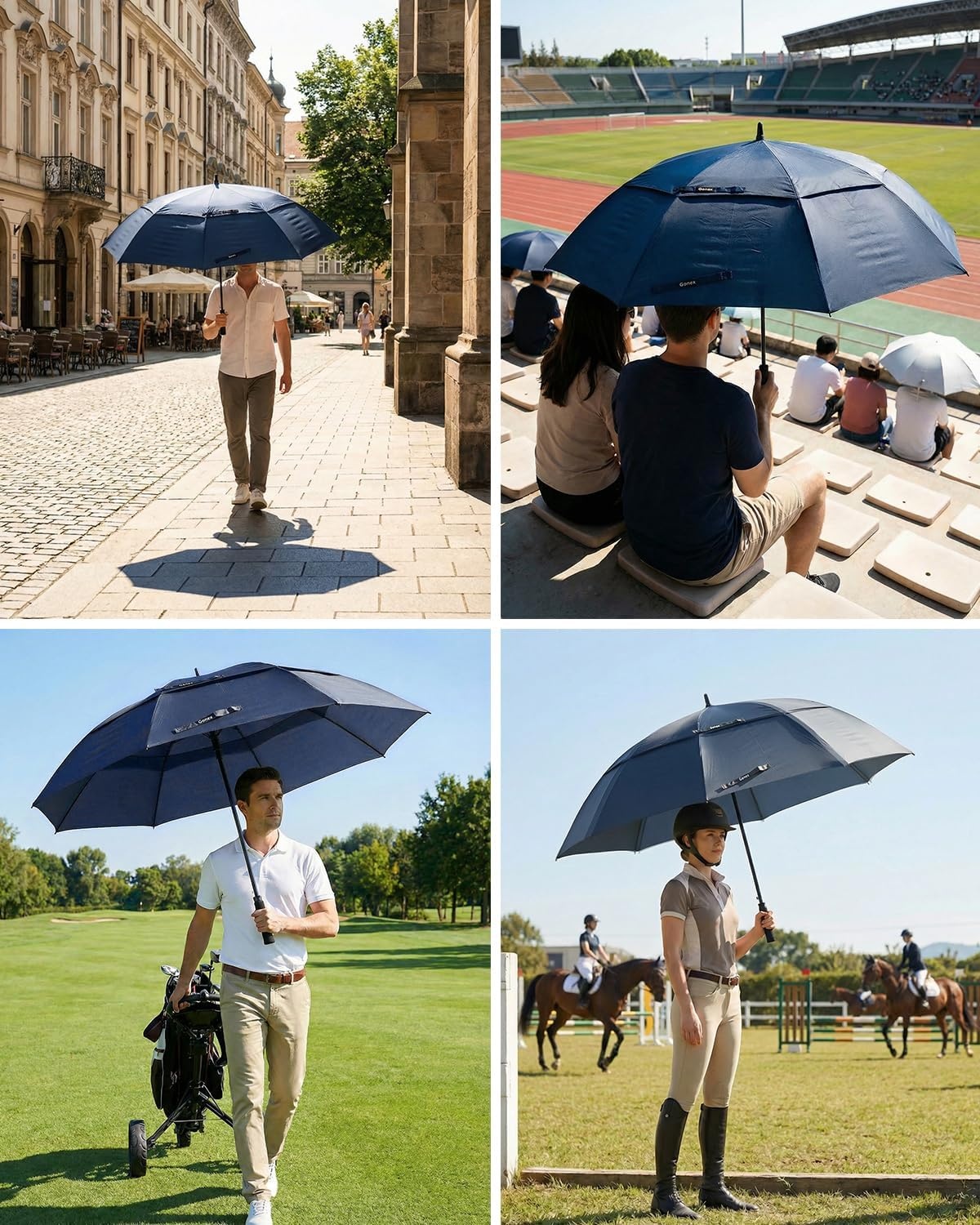 image:imageGonex Windproof Doubleribs Golf Umbrella 6872 inch Auto Open Strong 2x8 Ribs Extra Large Double Vented Canopy Waterproof Rain Umbrella with Comfortable Handle Oversized Sun Umbrella for 24 MenWomen and UV ProtectionNavy Blue