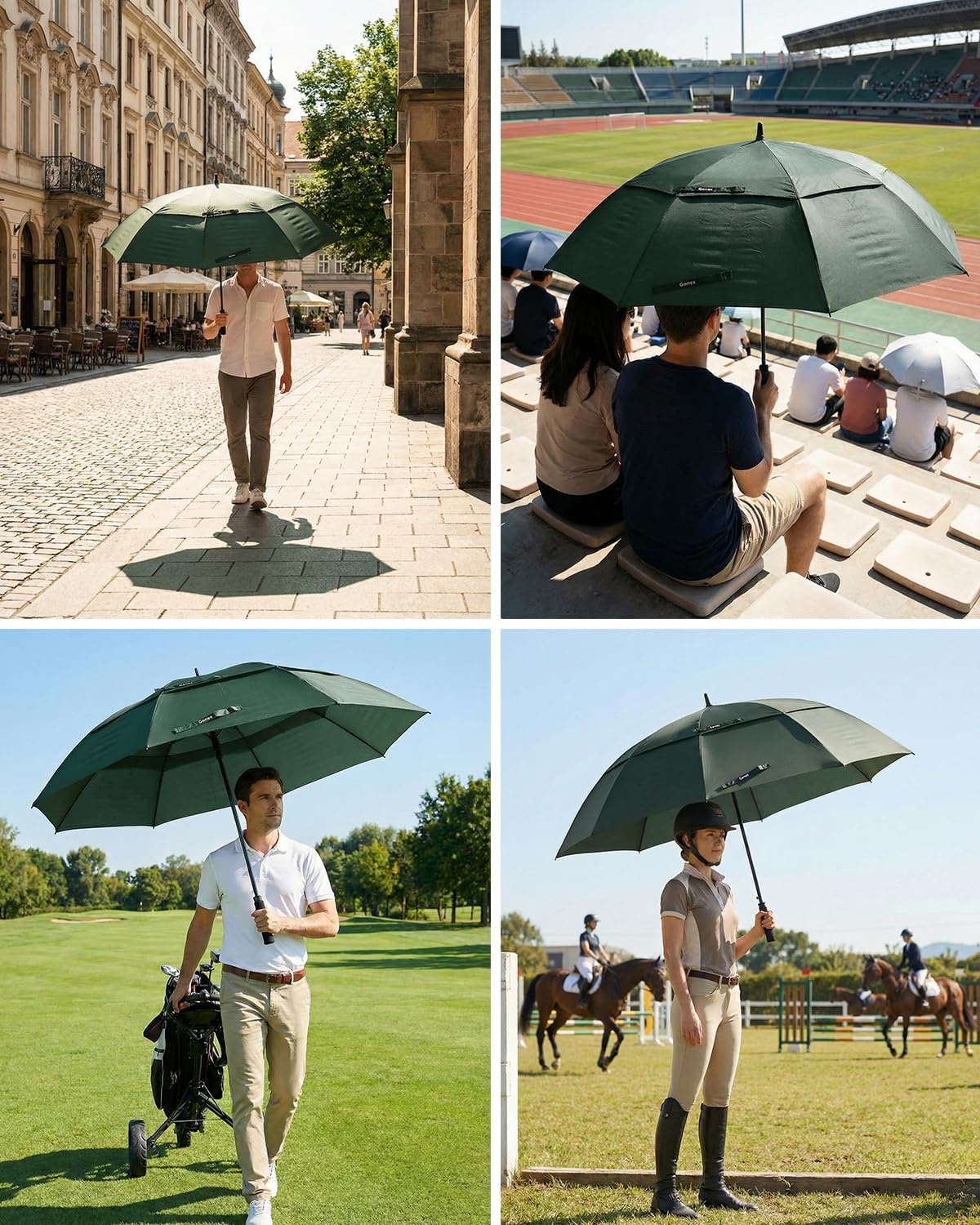 image:imageGonex Windproof Doubleribs Golf Umbrella 6872 inch Auto Open Strong 2x8 Ribs Extra Large Double Vented Canopy Waterproof Rain Umbrella with Comfortable Handle Oversized Sun Umbrella for 24 MenWomen and UV ProtectionDark Green