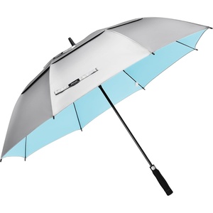 Gonex 54/62/68/72/80 Inch Extra Large Golf Umbrella, Automatic Open Travel Rain Umbrella with Windproof Water Resistant Double Canopy, Oversize Vented Umbrellas for 2-3 Men and UV Protection, Multiple Colors(Silver/Lake Blue)