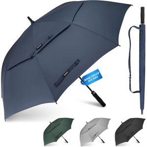 Gonex Windproof Double-ribs Golf Umbrella, 68/72 inch Auto Open Strong 2×8 Ribs Extra Large Double Vented Canopy Waterproof Rain Umbrella with Comfortable Handle, Oversized Sun Umbrella for 2-4 Men/Women and UV Protection(Navy Blue)