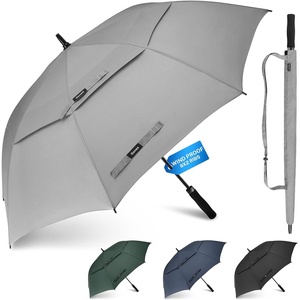 Gonex Windproof Double-ribs Golf Umbrella, 68/72 inch Auto Open Strong 2×8 Ribs Extra Large Double Vented Canopy Waterproof Rain Umbrella with Comfortable Handle, Oversized Sun Umbrella for 2-4 Men/Women and UV Protection(Grey)