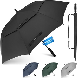 Gonex Windproof Double-ribs Golf Umbrella, 68/72 inch Auto Open Strong 2×8 Ribs Extra Large Double Vented Canopy Waterproof Rain Umbrella with Comfortable Handle, Oversized Sun Umbrella for 2-4 Men/Women and UV Protection(Black)