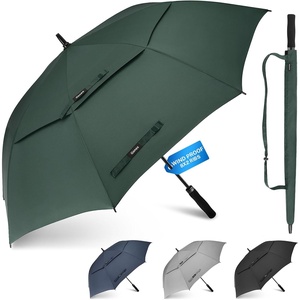 Gonex Windproof Double-ribs Golf Umbrella, 68/72 inch Auto Open Strong 2×8 Ribs Extra Large Double Vented Canopy Waterproof Rain Umbrella with Comfortable Handle, Oversized Sun Umbrella for 2-4 Men/Women and UV Protection(Dark Green)